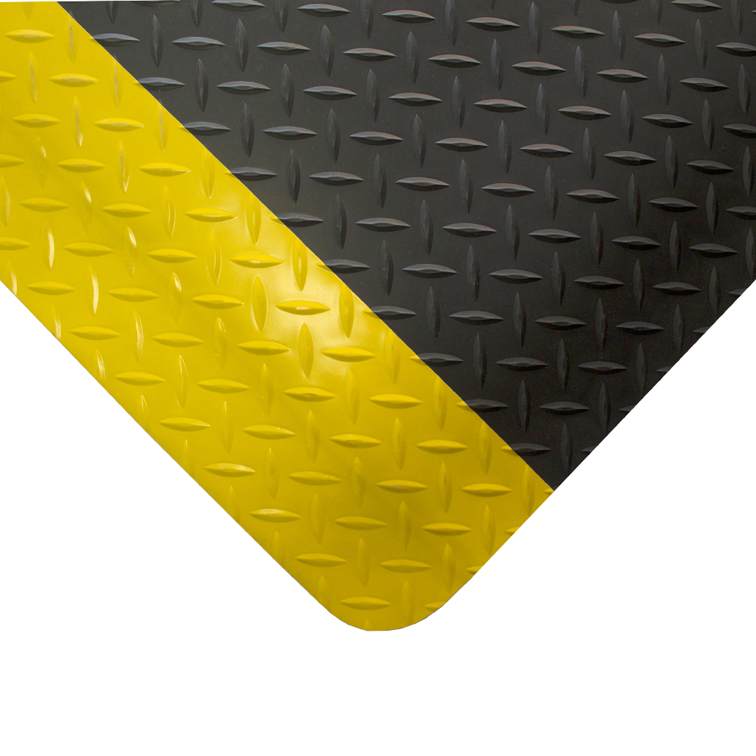 Deckplate ReGen 70 Anti-Fatigue Mat Corner with Yellow Safety Edging