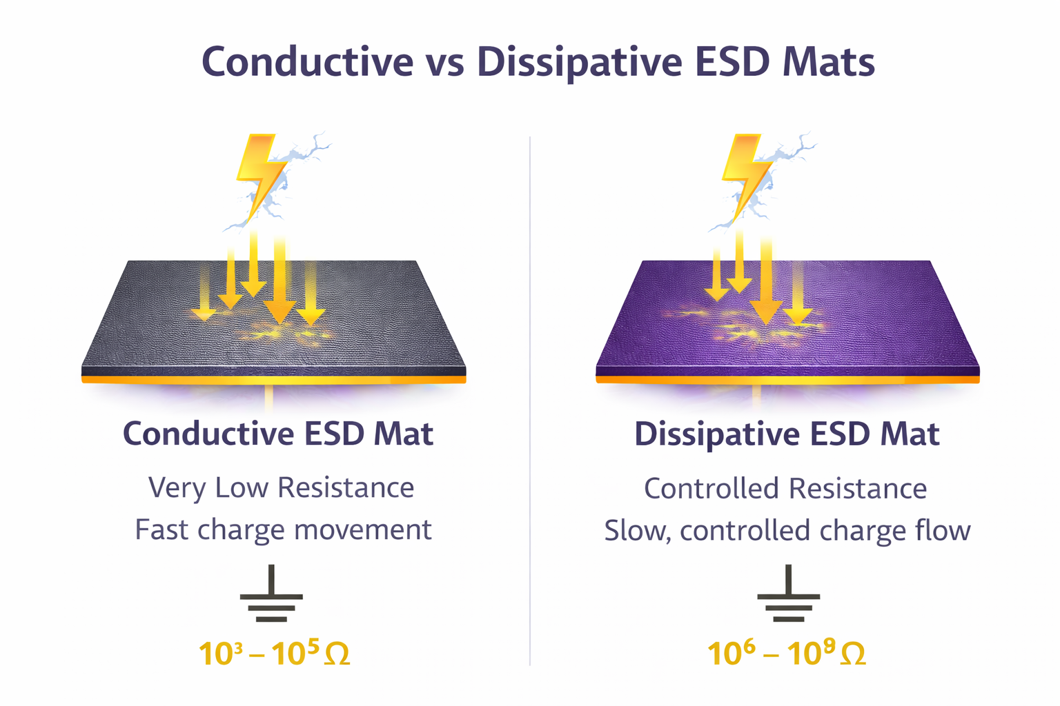 Conductive vs Dissipative mats explained
